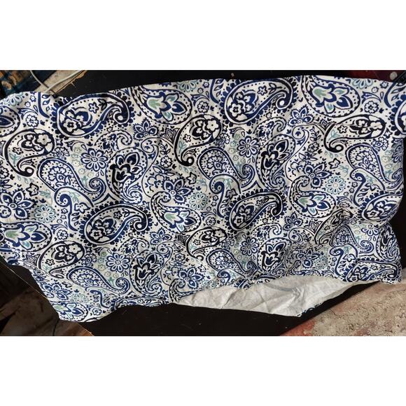Scalloped Edge Blue Paisley Valance 60" X 13" Curtain 1 Panel TJ - Picture 1 of 2